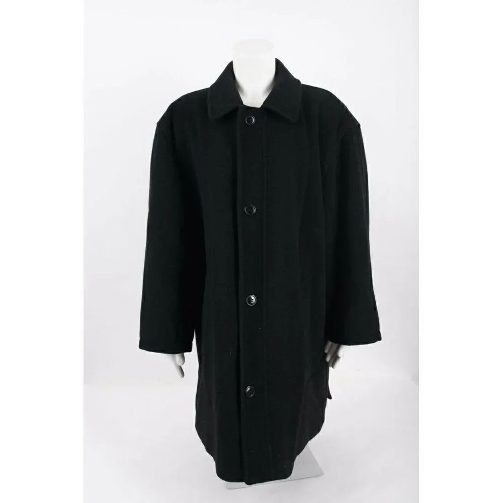 Lauren Ralph Lauren Womens Black Coat Long Overcoat L Large Cashmere Blend
